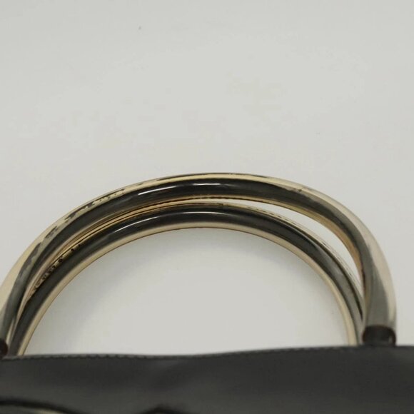 Salvatore Ferragamo Hand Bag Enamel Black Auth - Picture 10 of 16